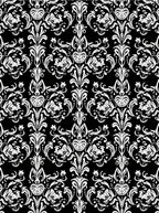 Black White Ornate Floral Scroll Rug