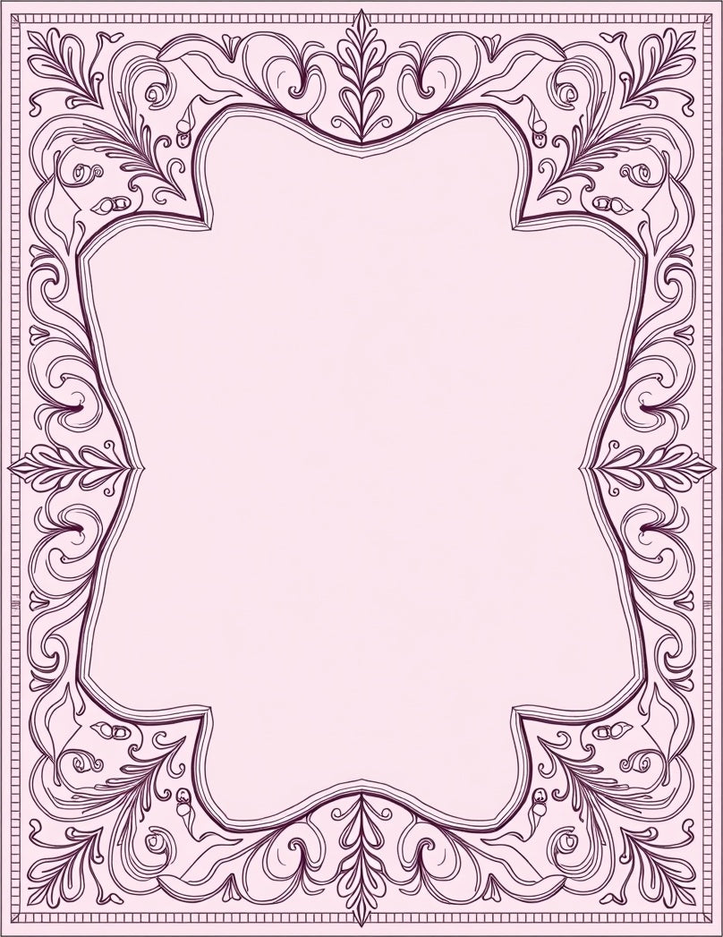 Ornate Floral Scrollwork Border Design Rug