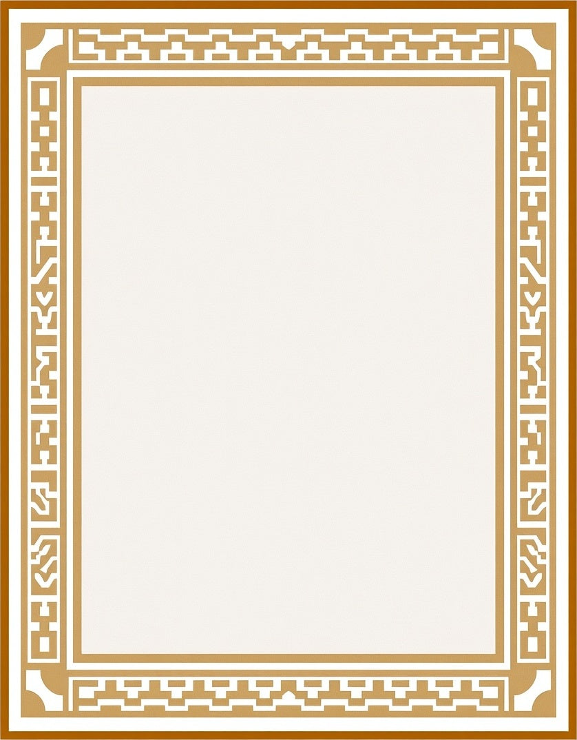 Golden Geometric Border Design Rug