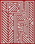 Modern Red Cream Geometric Maze Rug