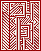 Modern Red Cream Geometric Maze Rug