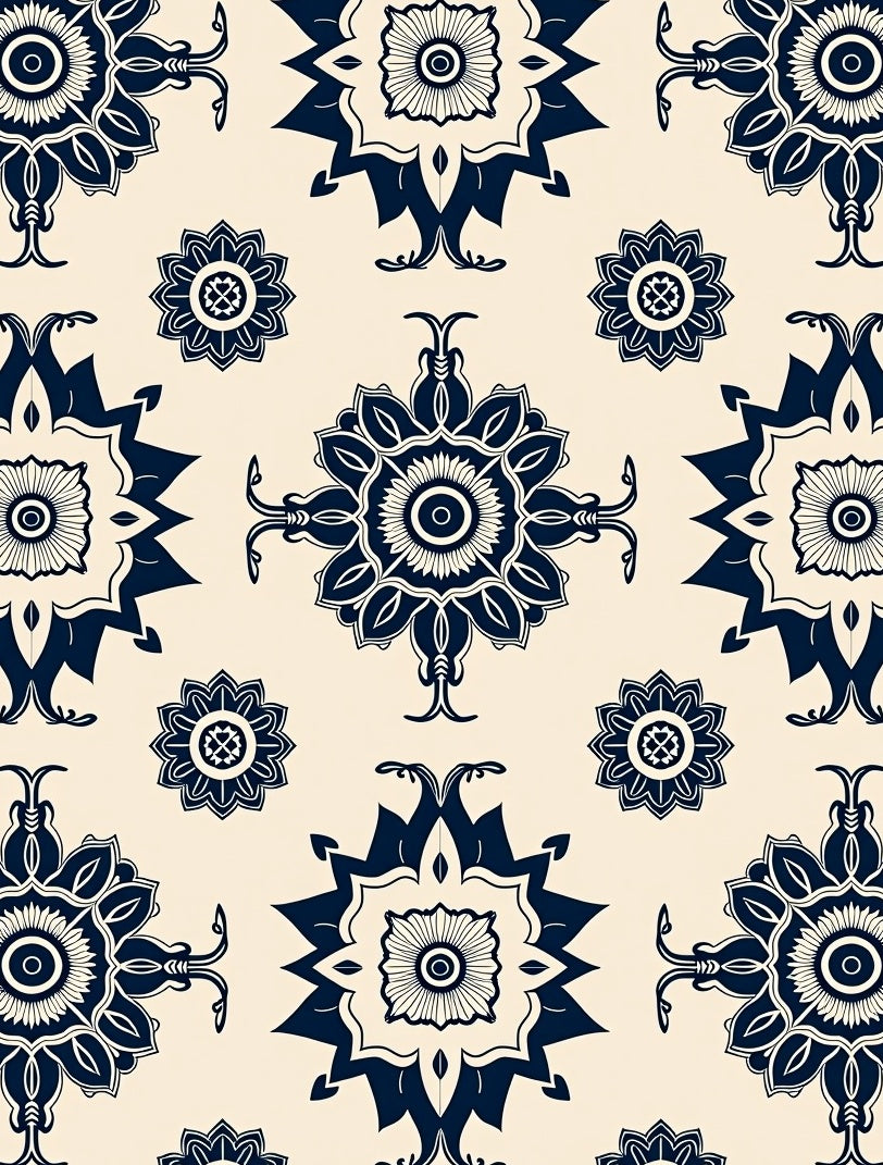 Ornate Floral Medallion Pattern Rug
