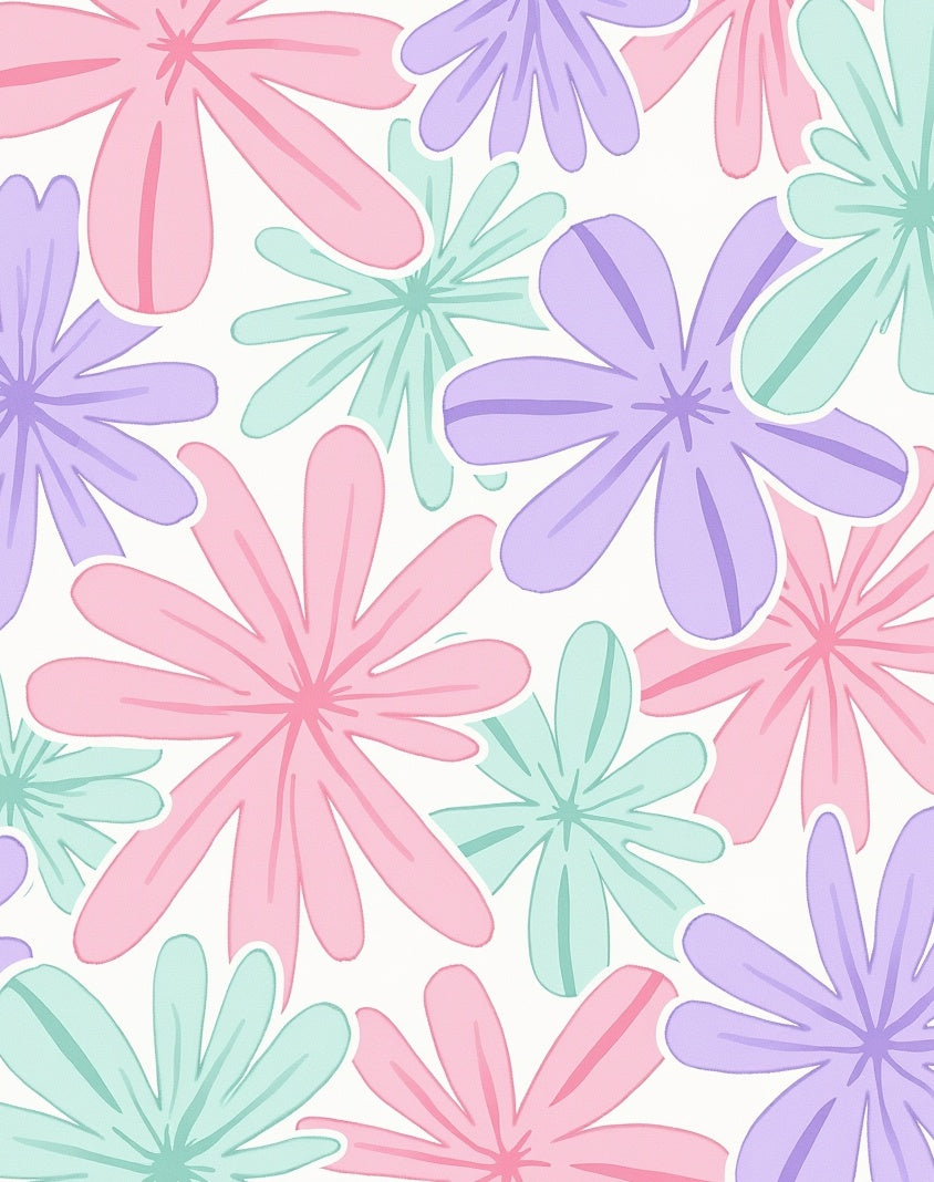 Pastel Floral Pattern Design Rug