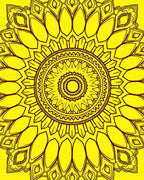 Radiant Yellow Sunflower Mandala Design Rug
