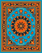 Vibrant Floral Medallion Border Rug