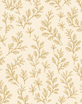 Delicate Floral Branch Patterned Golden Rug