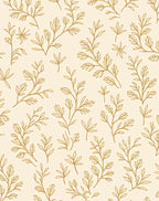 Delicate Floral Branch Patterned Golden Rug