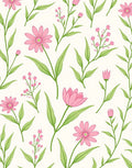 Pink Daisy Botanical Pattern Rug