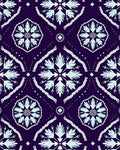 Dark Blue White Symmetrical Floral Ornament Rug