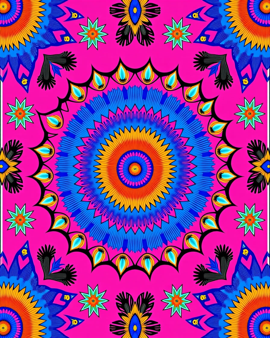 Vibrant Mandala Geometric Pattern Rug