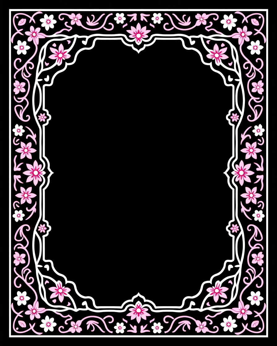 Pink Floral Vine Border Design Rug