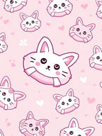Pink Hearts Cute Cat Faces Rug
