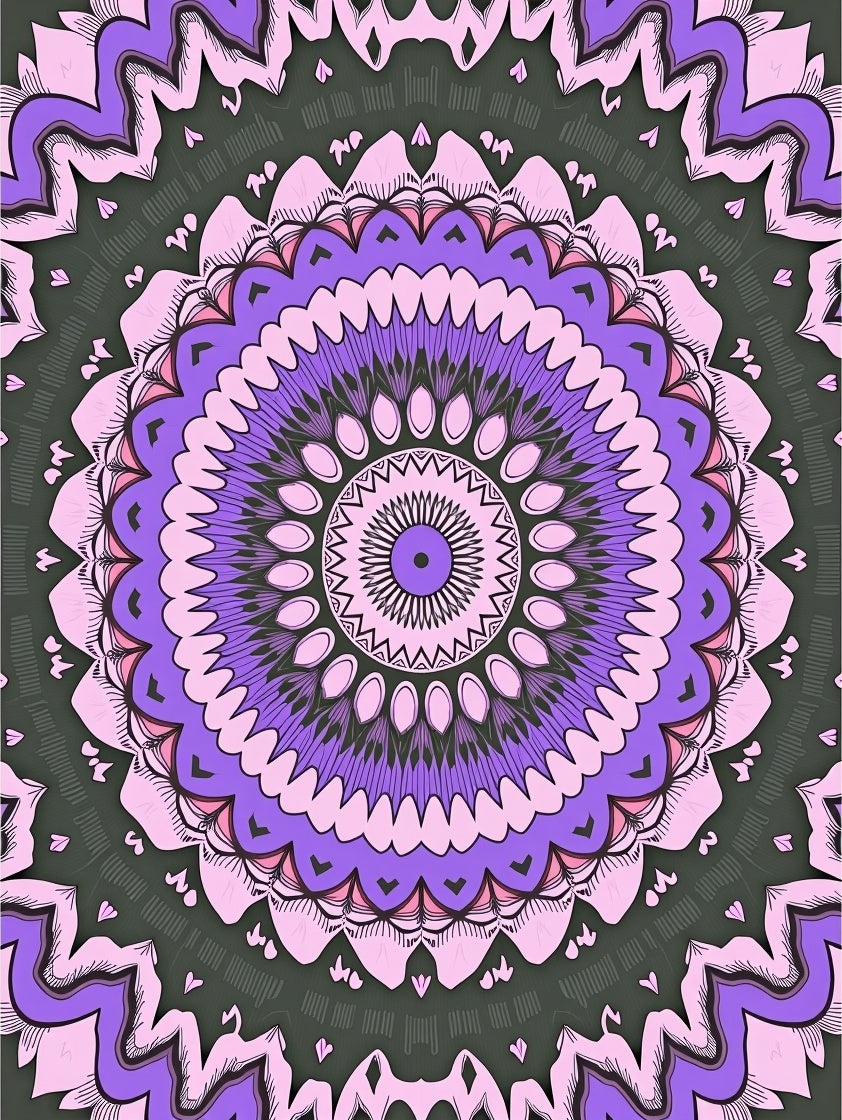 Vibrant Purple Mandala Pattern Design Rug