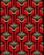 Bold Red Black 2D Geometric Pattern Rug