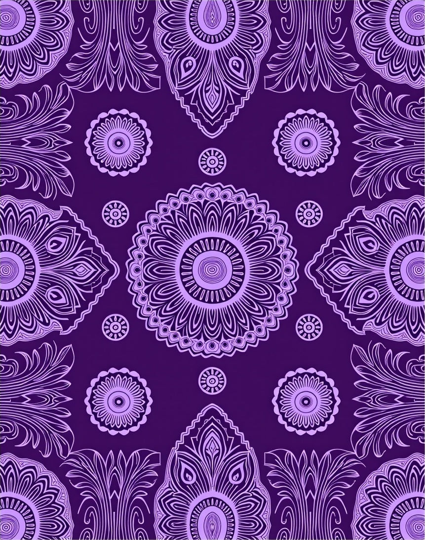 Deep Purple Ornate Mandala Pattern Rug