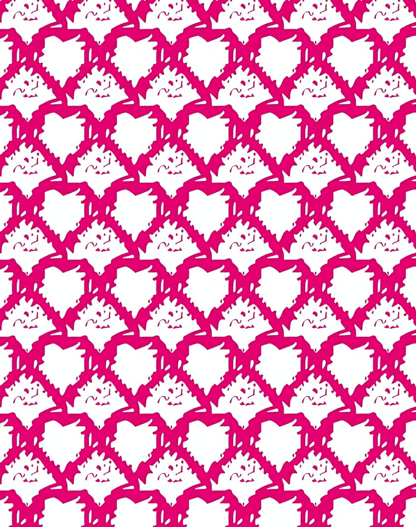 Pink Heart Patterned Graphic Design Rug