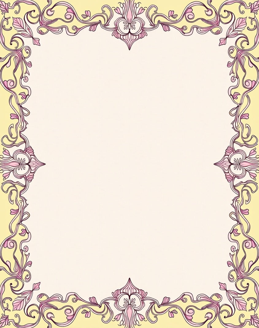 Art Nouveau Floral Pink Yellow Rug
