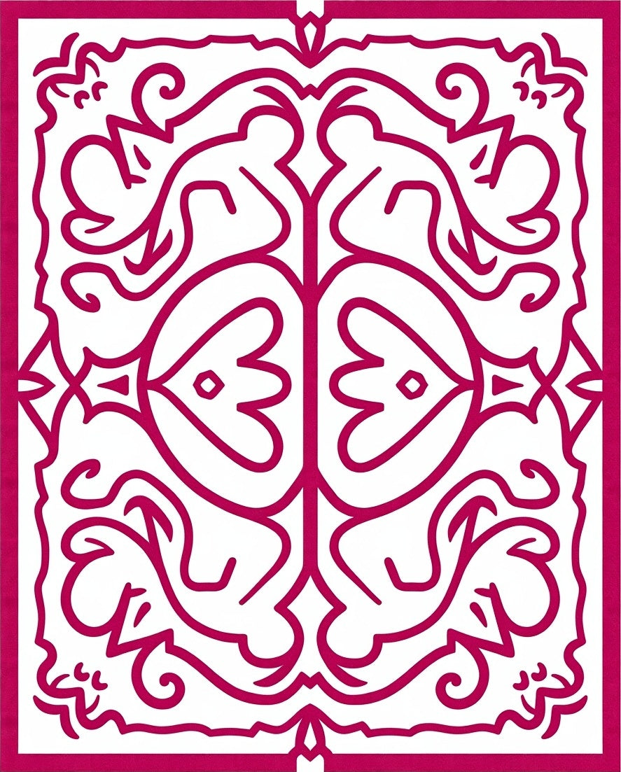 Ornate Red And White Floral Design Rug