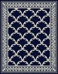 Ornate Lattice Border Geometric Design Rug