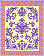 Damask Floral Pattern In Purple Orange Rug