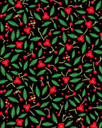 Red Cherry Blossom Black Floral Rug