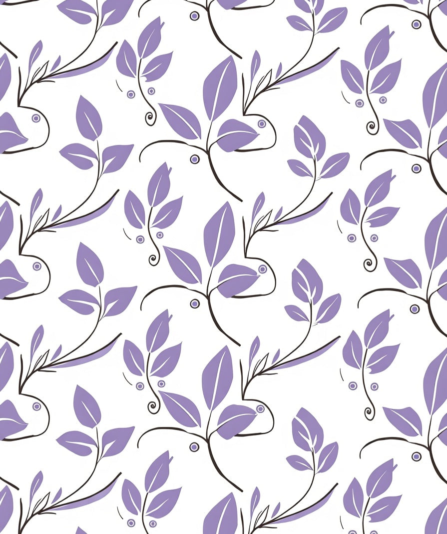 Purple Floral Vine Delicate Pattern Rug