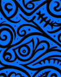 Bold Black Swirls Electric Blue Pattern Rug