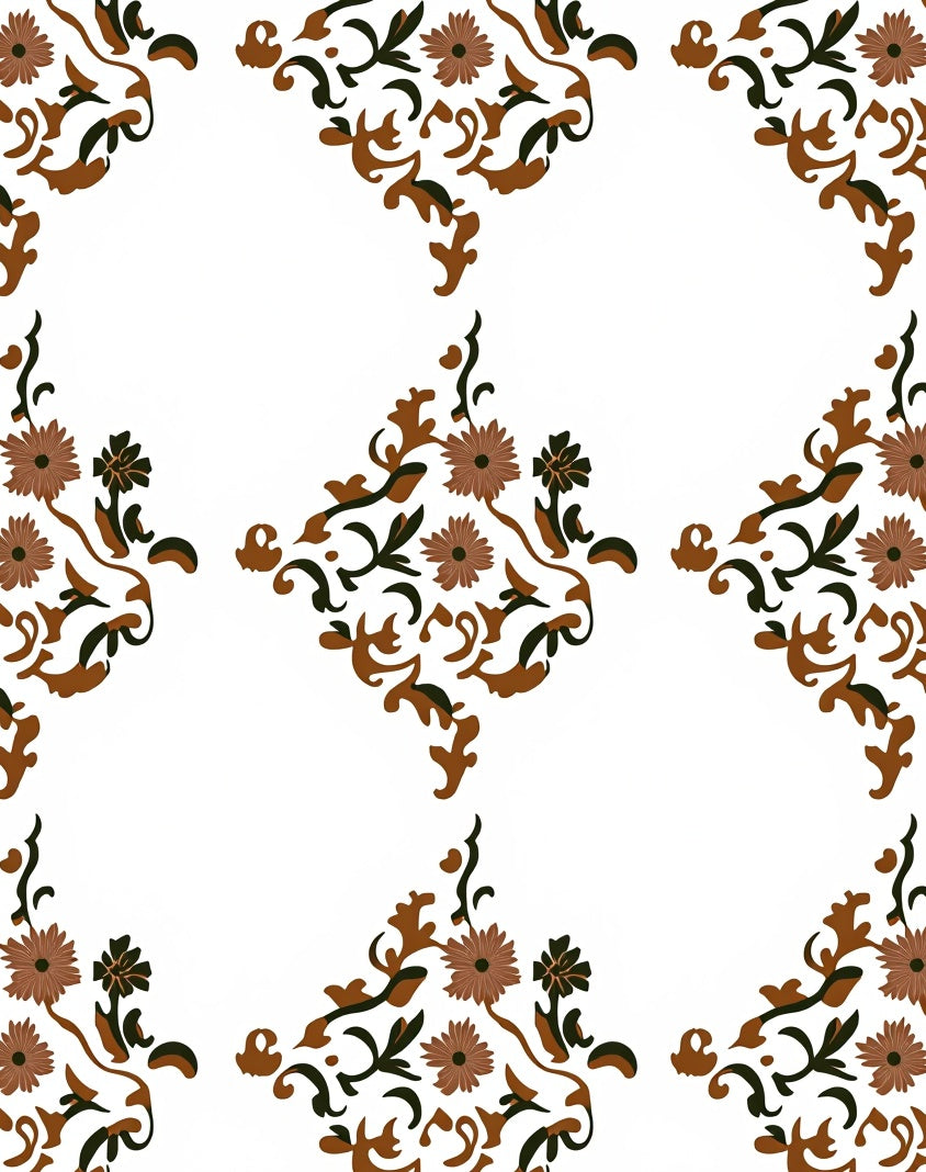 Ornate Floral Vine Pattern Rug