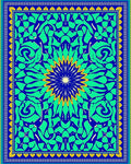 Vibrant Blue Green Floral Medallion Rug
