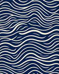Navy And Cream Flowing Wave Pattern Rug