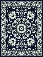 Dark Floral Mandala Patterned Rug