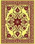 Ornate Red Floral Border Design Rug