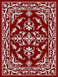 Elegant Red White Floral Border Rug