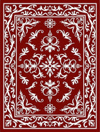 Elegant Red White Floral Border Rug