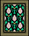 Floral Garden With Intricate Geometric Border Rug