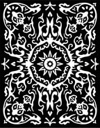 Black White Intricate Floral Scroll Pattern Rug