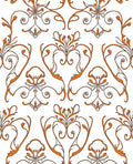 Ornate Orange Floral Swirl Pattern Rug