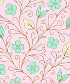 Pastel Floral Vine Pattern Rug
