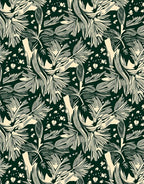 Emerald Green Abstract Botanical Swirl Rug