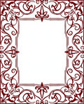 Deep Red Decorative Swirl Frame Design Rug