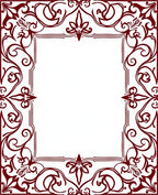 Deep Red Decorative Swirl Frame Design Rug