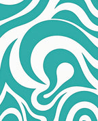 Teal And White Swirl Graphic Pattern Rug