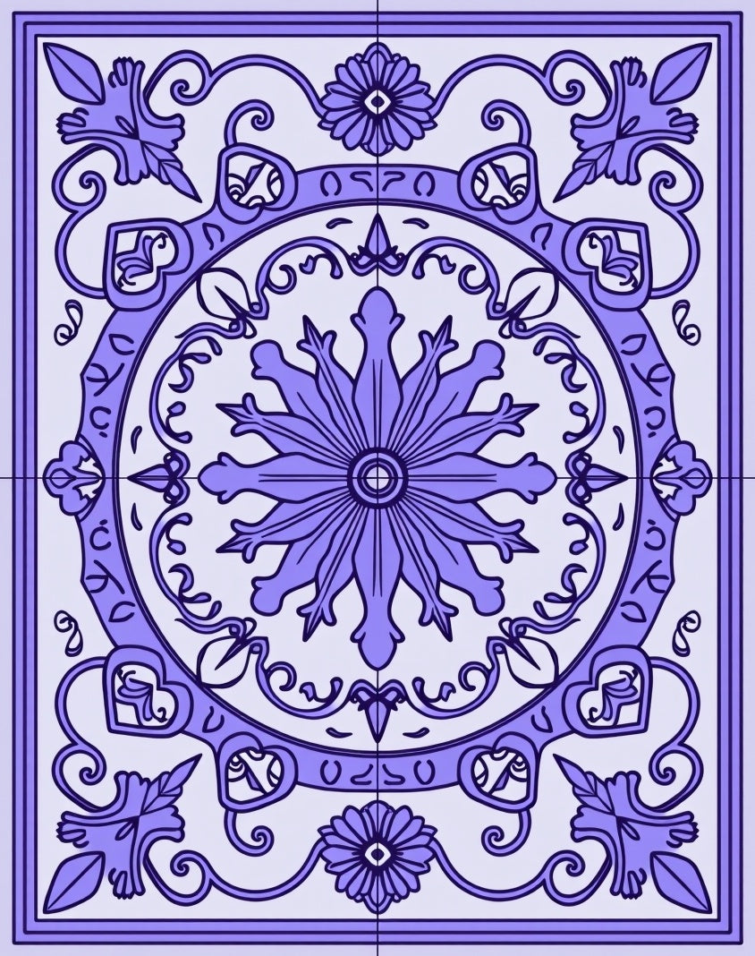 Lavender Ornate Floral Medallion Design Rug