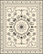 Ornate Floral Scroll Pattern Rug