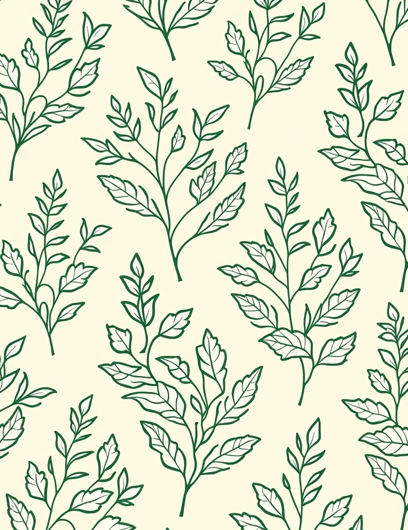 Simple Green Leaf Pattern Design Rug
