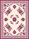 Crimson Floral Motif On Cream Rug