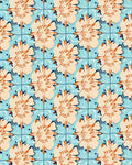 Orange Beige Floral Tile Pattern Rug