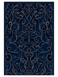 Dark Navy Swirl Floral Pattern Rug