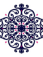 Intricate Deep Blue Floral Scrollwork Rug