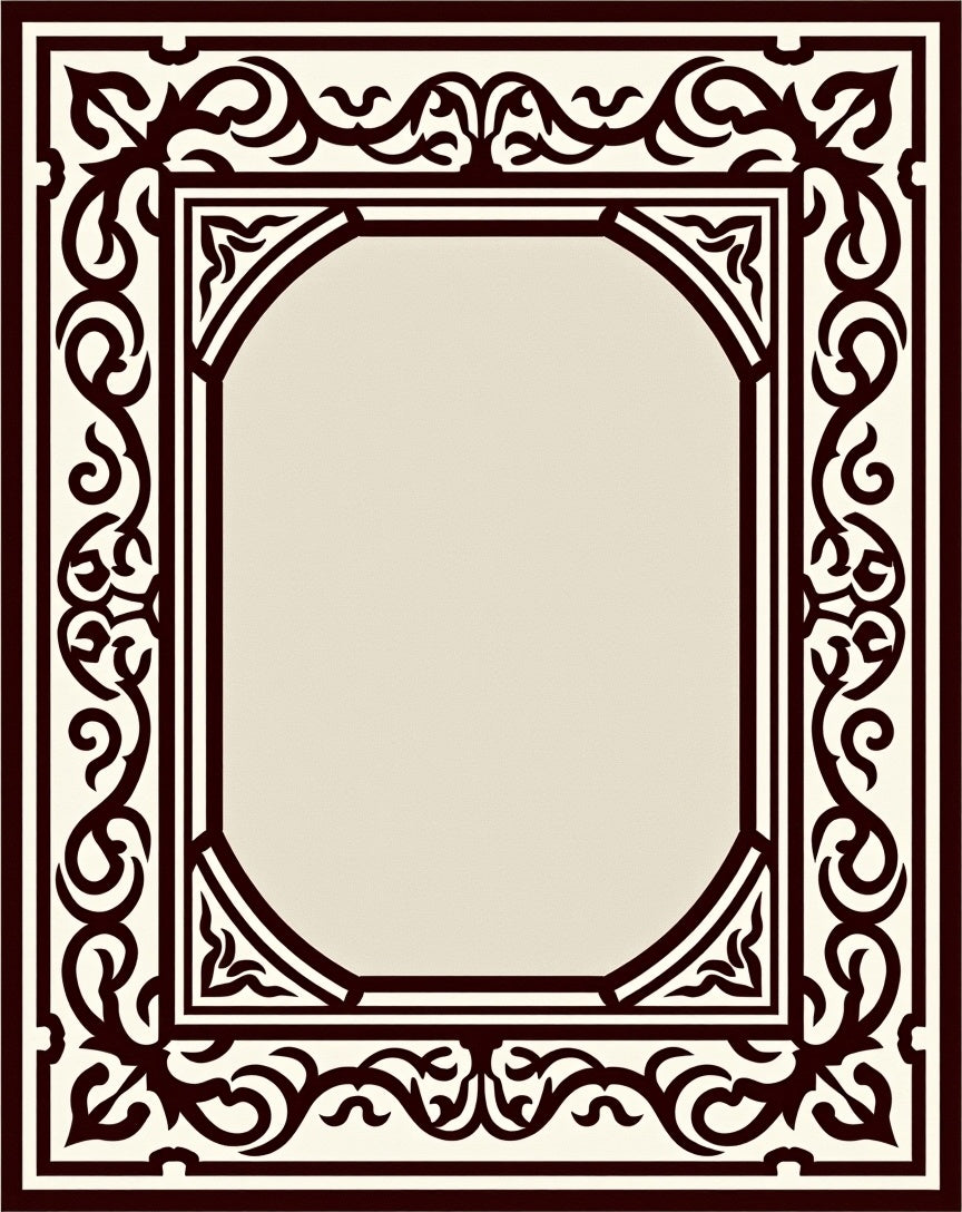 Elegant Scrollwork Border Design Rug